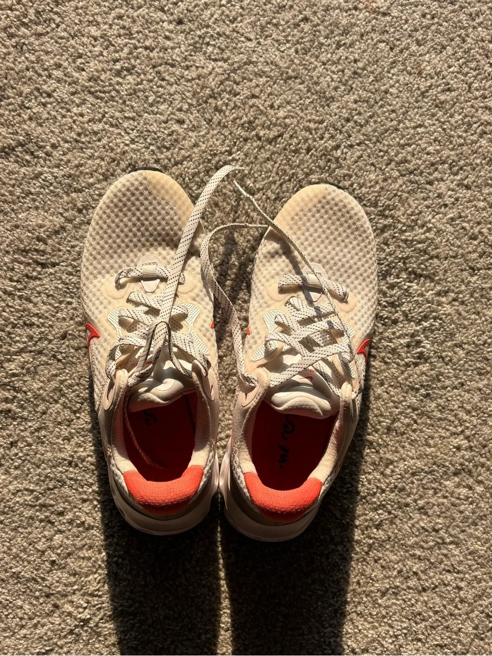 Nike Women's Cream Athletic Sneakers with Coral Accents